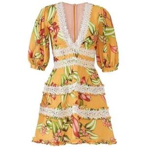 PatBO Floral Yellow/Orange Dress | Size 6